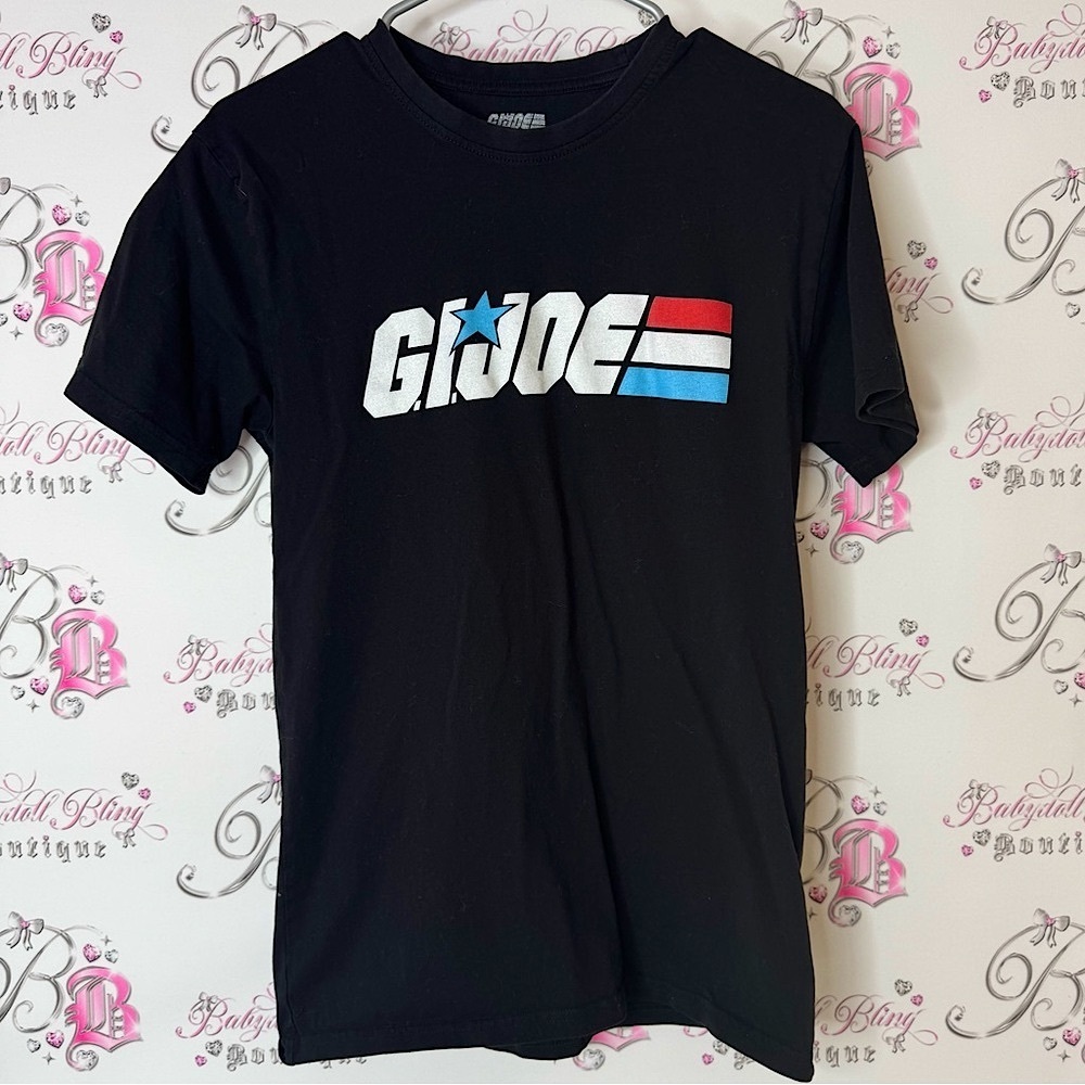 Hasbro G.I. Joe Black Tee tshirt logo graphic stretchy shirt top blue red